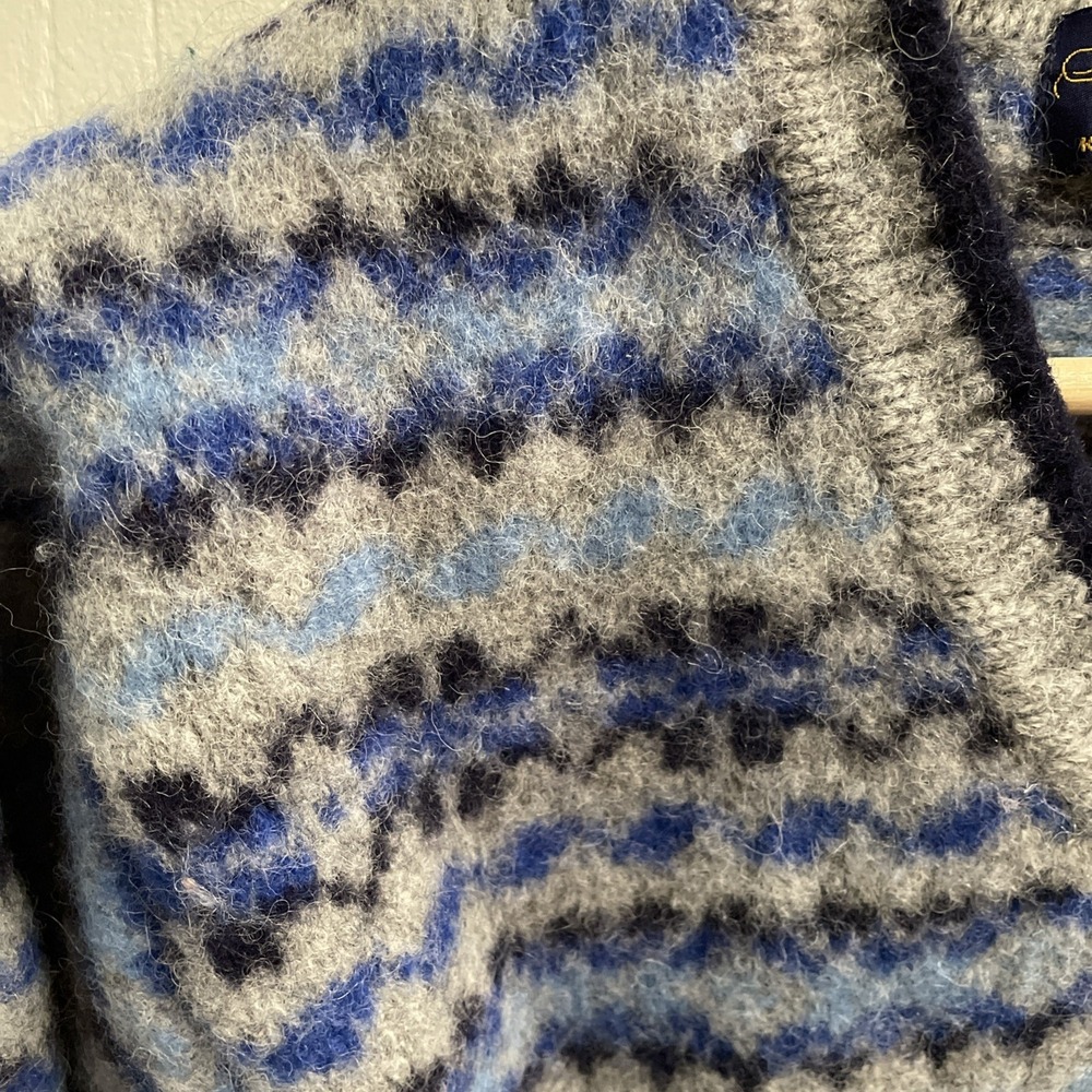 VTG Brooks Brothers Wool Knit Faire Isle Snowflake V Neck Pullover Sweater XL - Picture 3 of 10